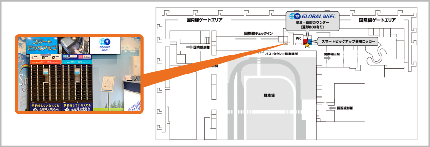 関西国際空港のロッカーのマップ