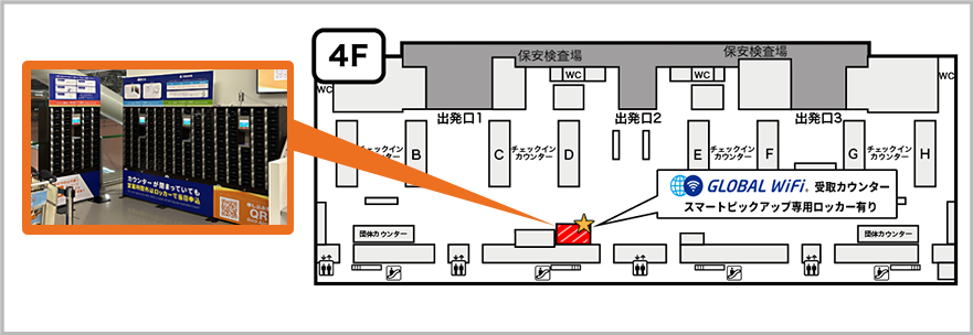 関西国際空港のロッカーのマップ