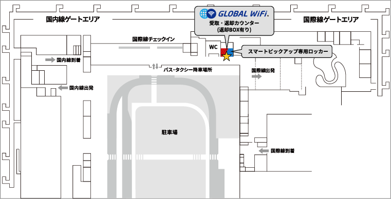 関西国際空港のロッカーのマップ